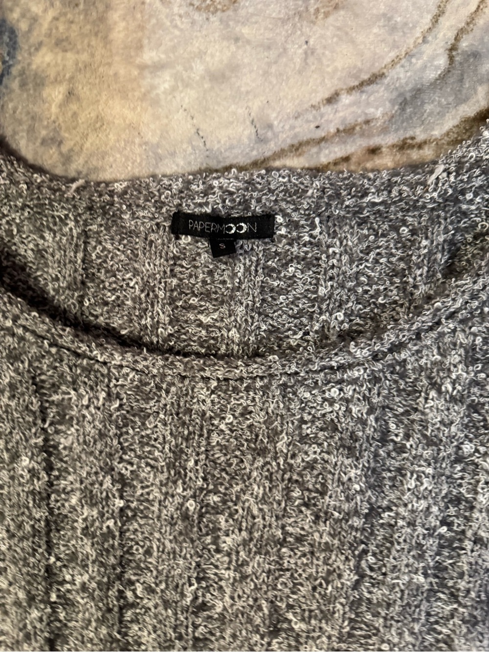 Papermoon Gray Ribbed Cropped Sweater - Picture 3 of 3